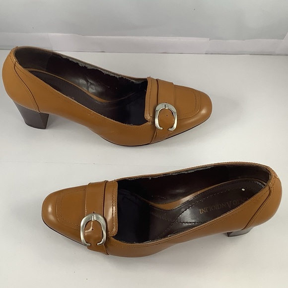 Enzo Angiolini Womens Taurus Brown Patent Leather Square Toe Chunky Heels 7.5 - Picture 9 of 11